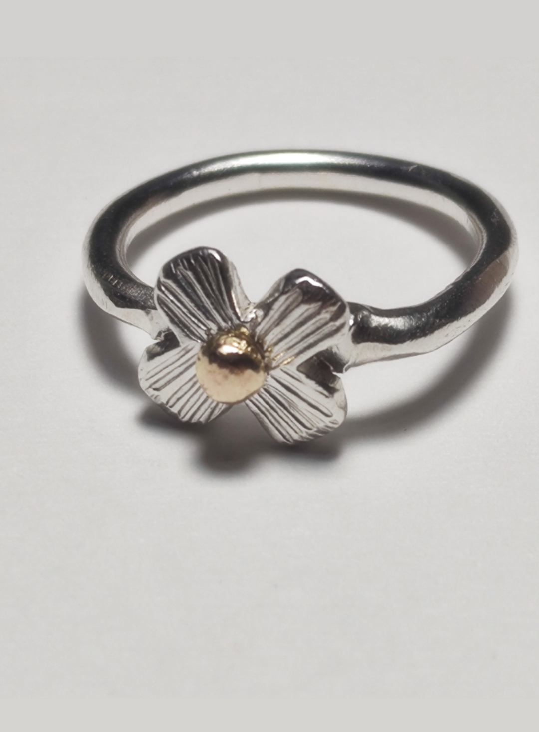 Mixed Metal Flower Stacking Ring