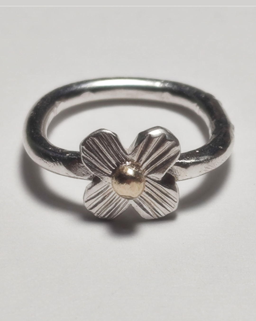 Mixed Metal Flower Stacking Ring