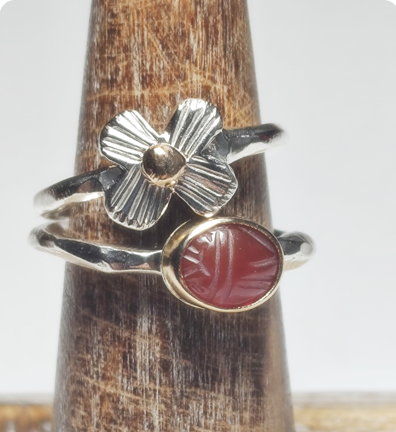 Scarab Carnelian Stacking Ring