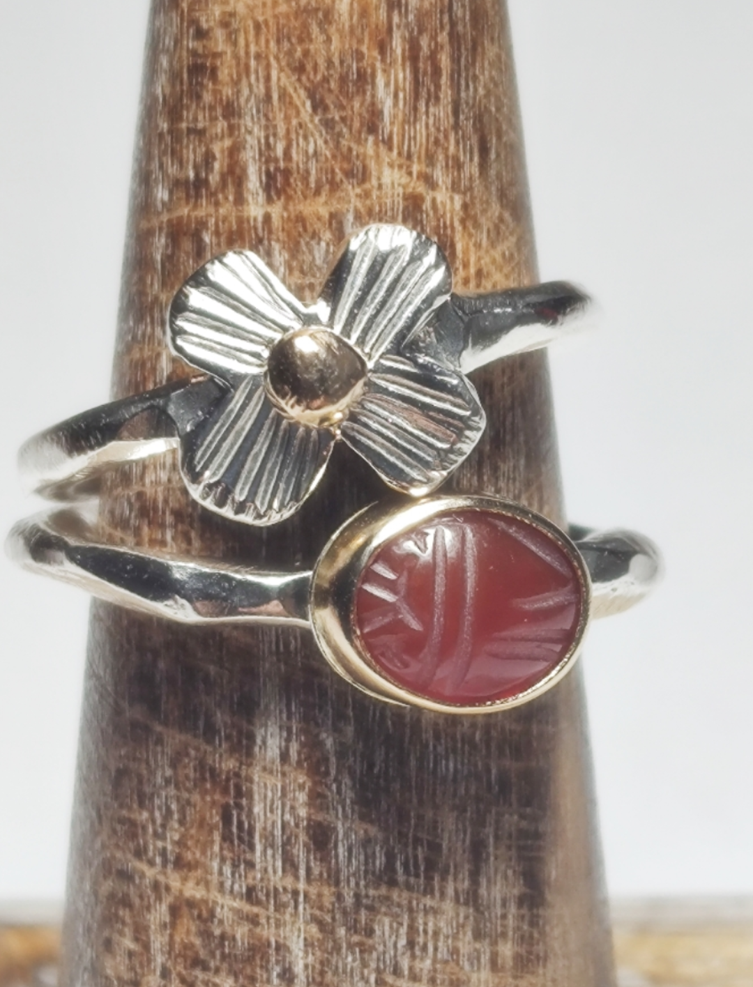 Scarab Carnelian Stacking Ring