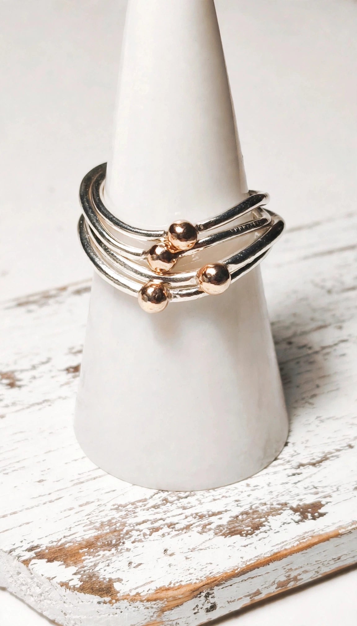 The Curvy Gold Ball Stacking Ring
