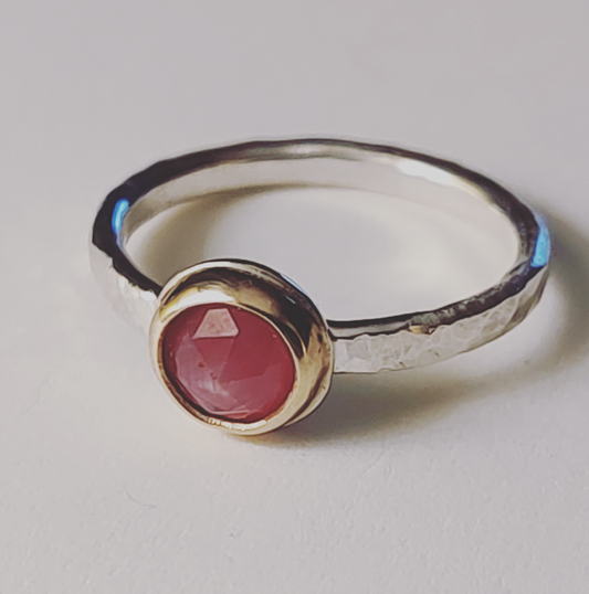 Pink Sapphire in Gold Stacking Ring