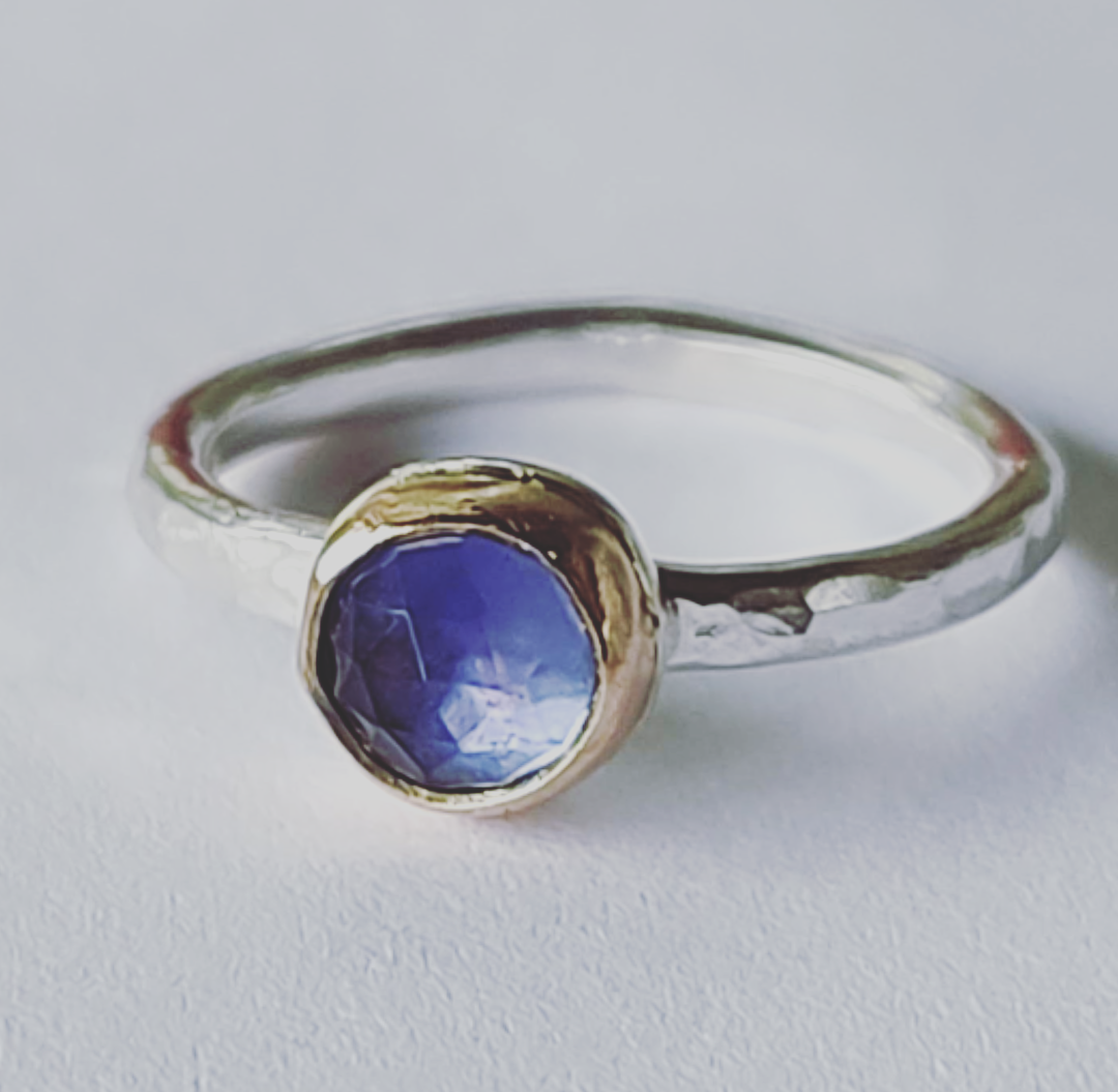 Faceted Round Tanzanite Stacking Ring