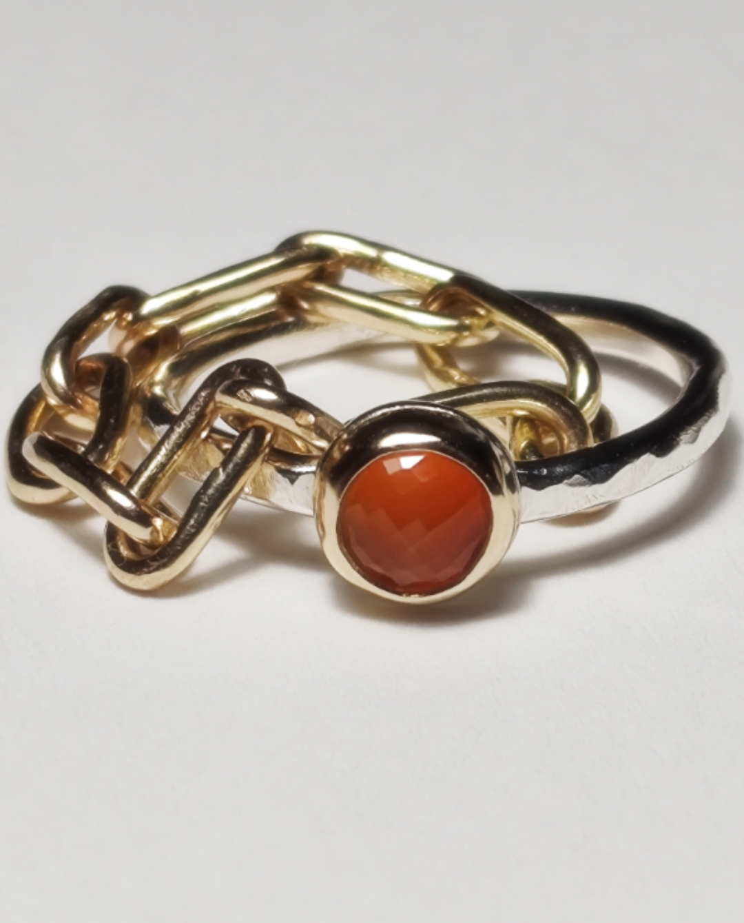 Carnelian Stacking Ring-set in 14K Gold