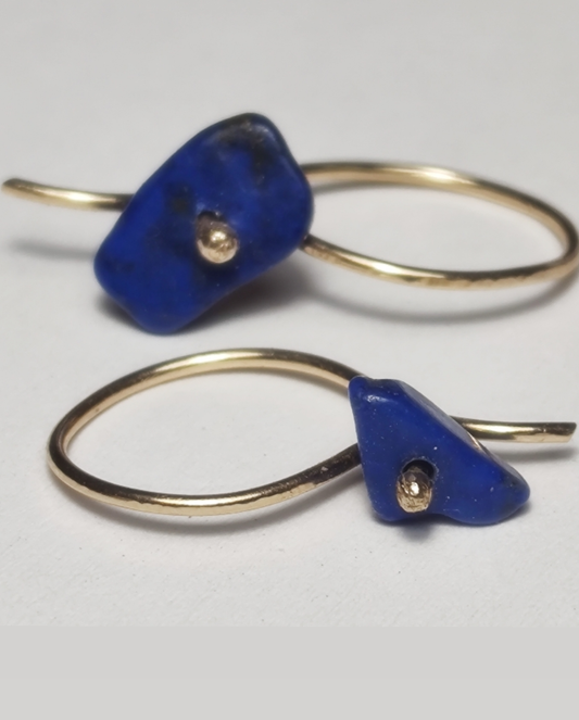 Water-Lapis Gold Threader Earrings