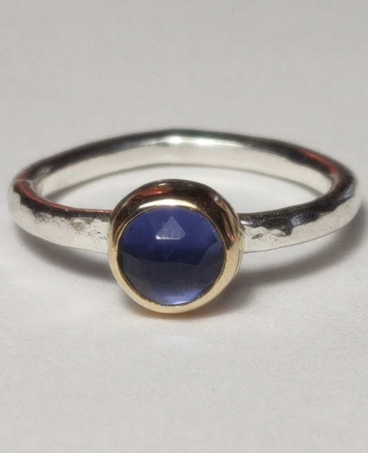 Faceted Round Tanzanite Stacking Ring