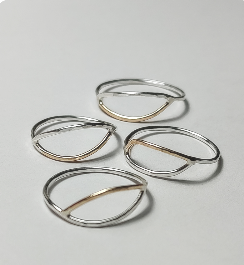 Mixed Metal Flow Ring -  Thin