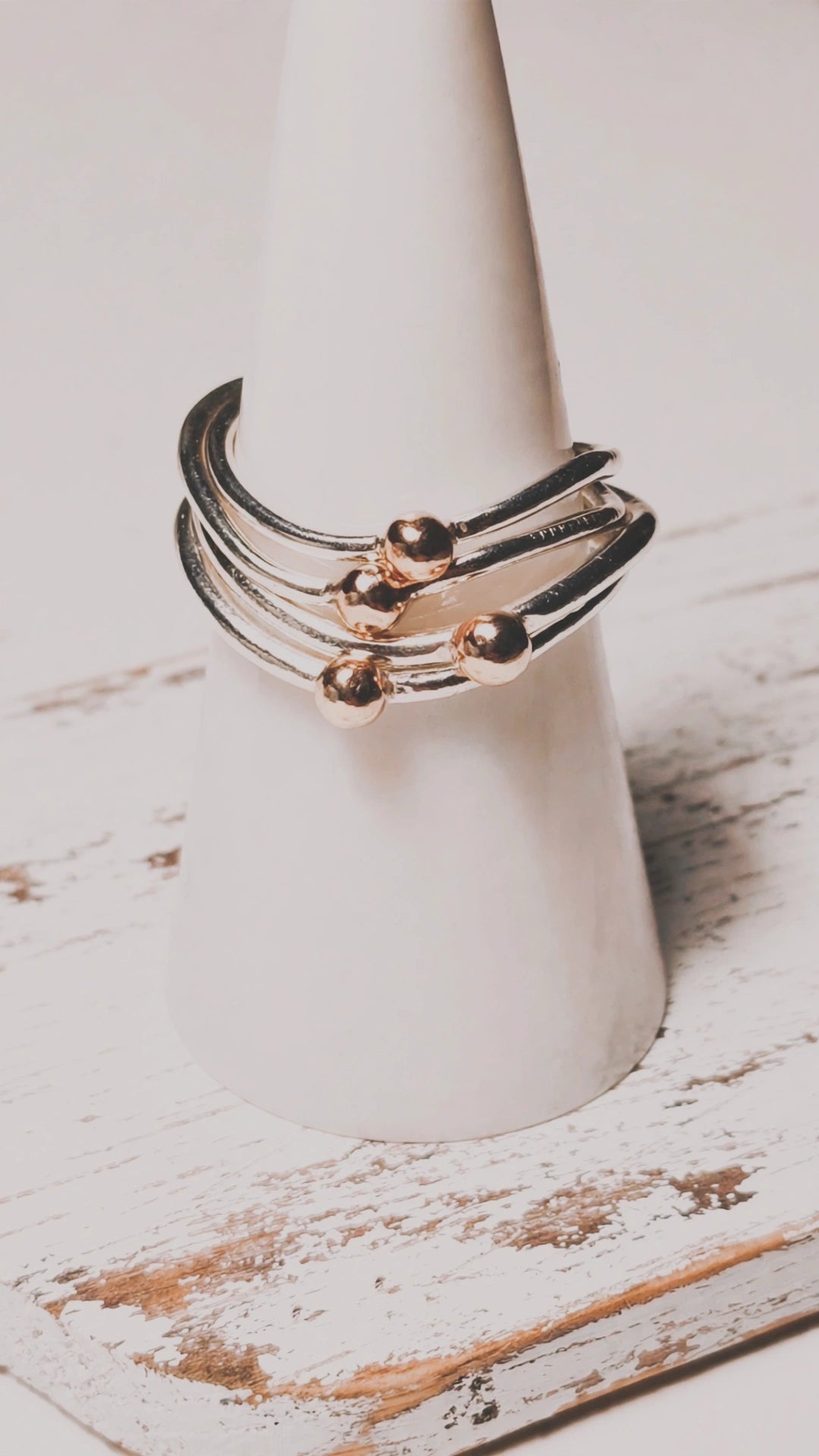 The Curvy Gold Ball Stacking Ring